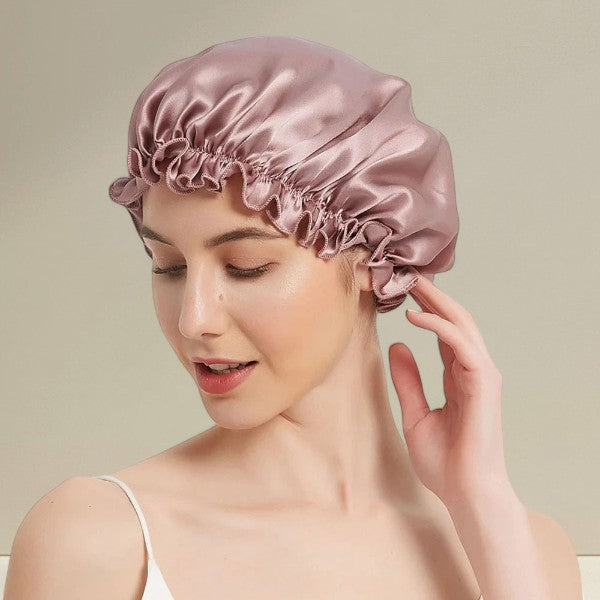 Bonnet de nuit en soie à élastique | Cheveux courts