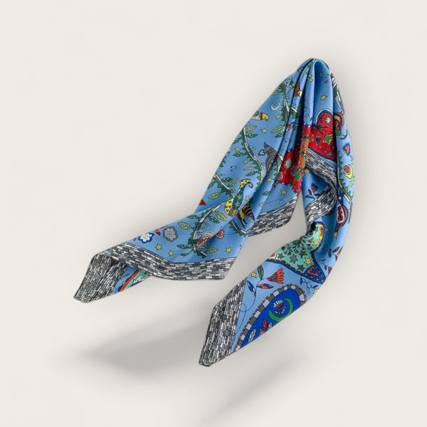 Carré de Soie Bleu Méditerranée