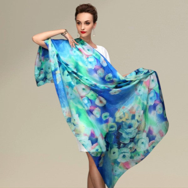 Echarpe en soie Azur Boréale