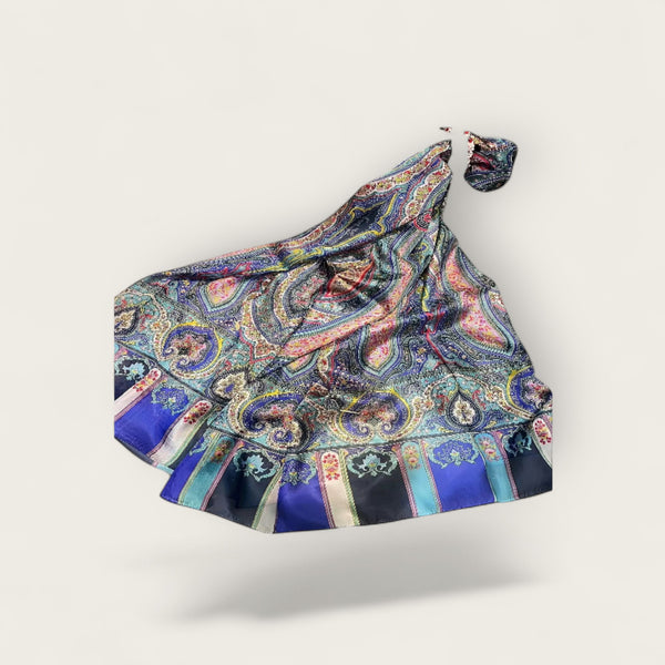 Echarpe en soie Forêt Indigo