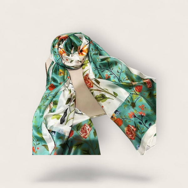 Echarpe en soie Jardin de Rubis