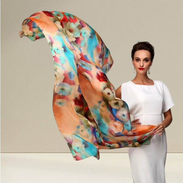 Echarpe en soie Papaye Bohème